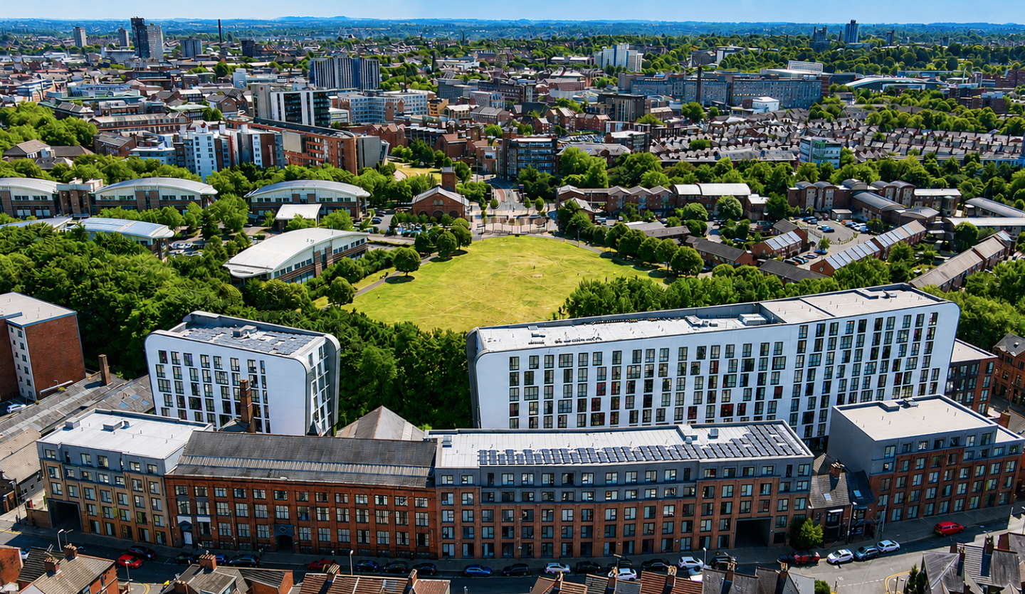 Drone shot of Leicester